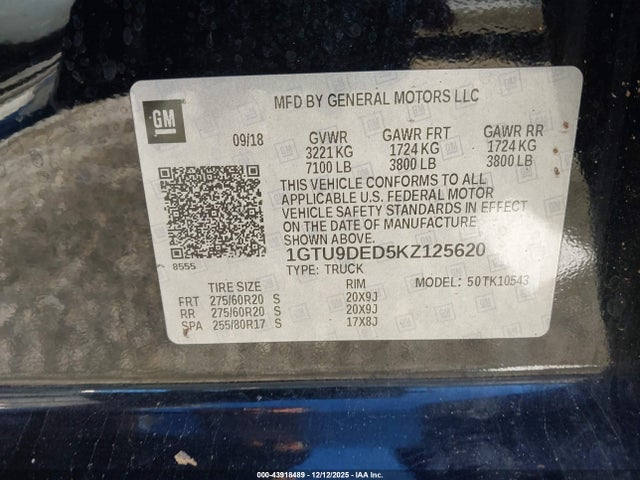 1GTU9DED5KZ125620 GMC Sierra 1500 Slt