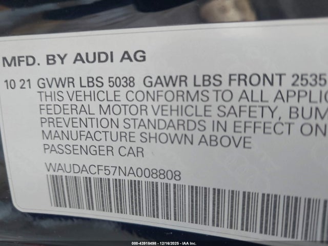 2022 AUDI A5 SPORTBACK WAUDACF57NA008808 Photo 8