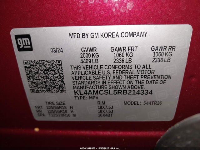 KL4AMCSL5RB214334 Buick Encore Gx Preferred Awd