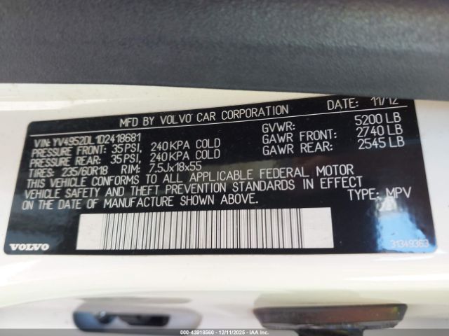 2013 VOLVO XC60 YV4952DL1D2418681 Photo 8