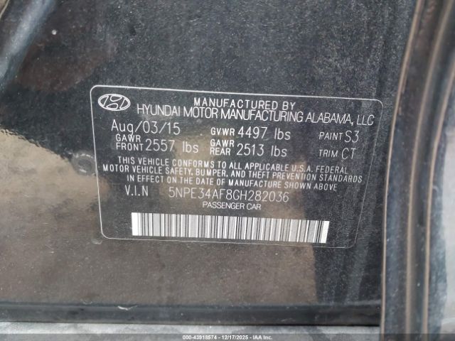 2016 HYUNDAI SONATA 5NPE34AF8GH282036 Photo 8