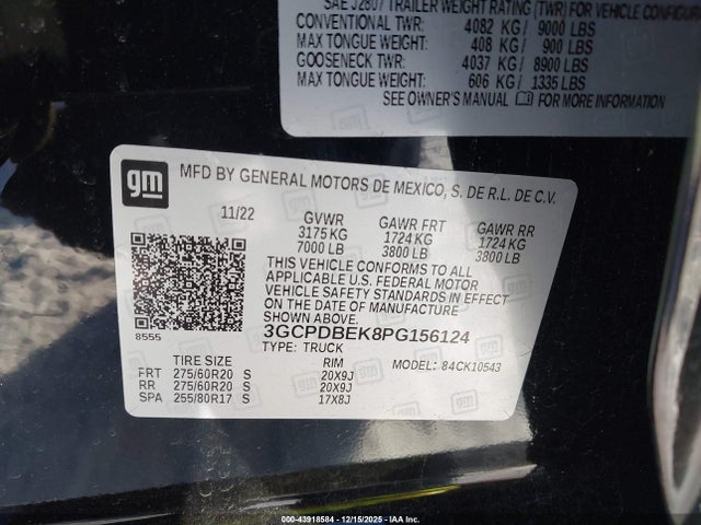3GCPDBEK8PG156124 Chevrolet Silverado 1500 4wd Short Bed Custom