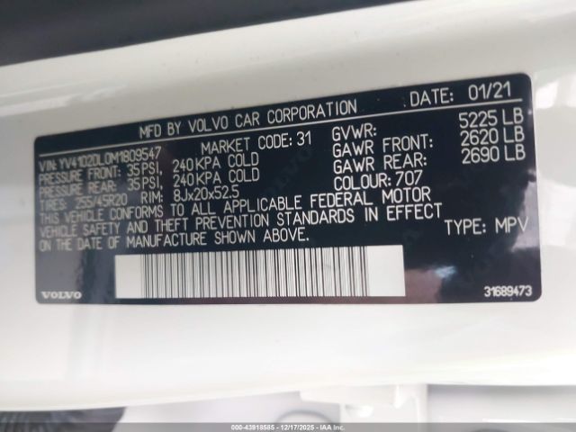 2021 VOLVO XC60 YV4102DL0M1809547 Photo 8