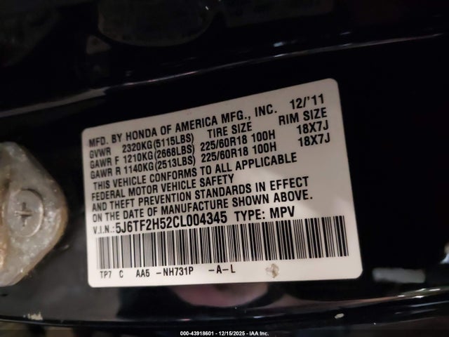 2012 HONDA CROSSTOUR 5J6TF2H52CL004345 Photo 8