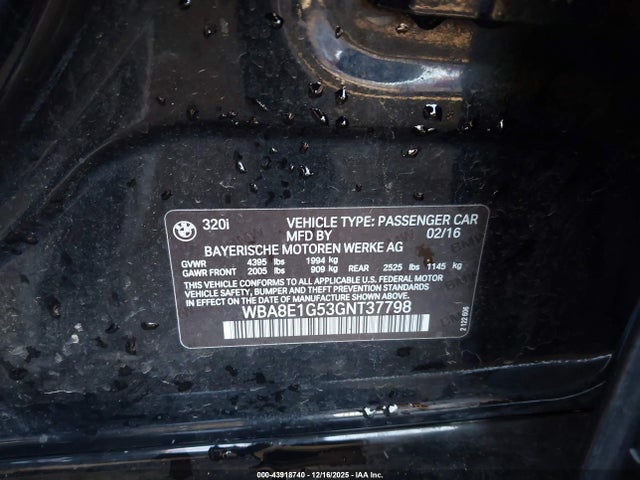 2016 BMW 320I WBA8E1G53GNT37798 Photo 8