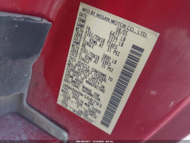 2006 NISSAN TITAN 1N6BA06A06N508791 Photo 8