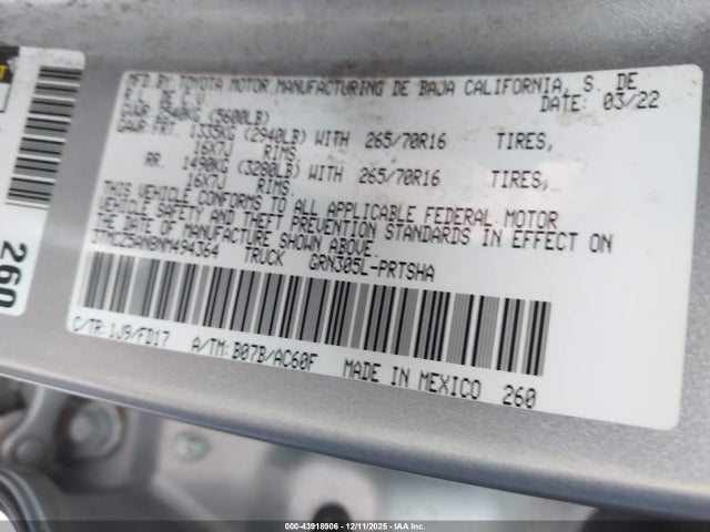 3TMCZ5AN8NM494364 Toyota Tacoma Trd Off Road