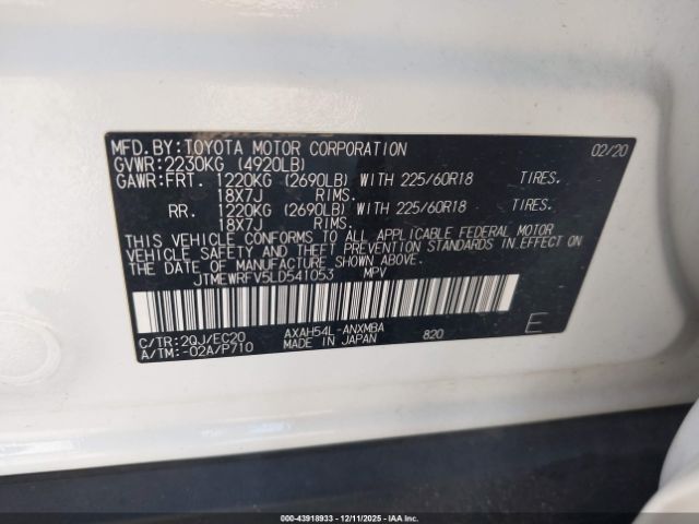 2020 TOYOTA RAV4 HYBRID JTMEWRFV5LD541053 Photo 8