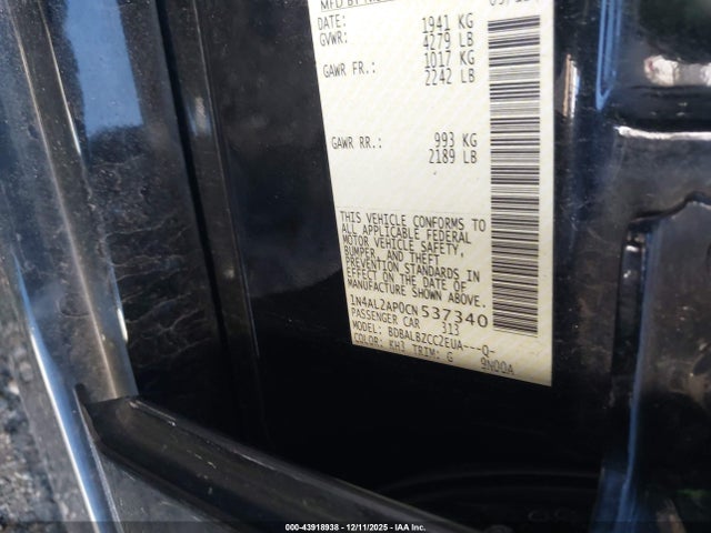 43918938 :رقم المزاد ، 1N4AL2AP0CN537340 vin ، 2012 Nissan Altima 2.5 S مزاد بيع
