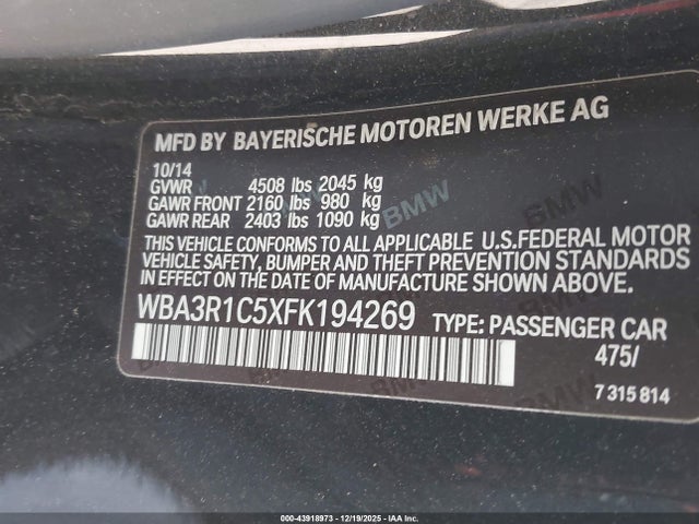 WBA3R1C5XFK194269 BMW 435i