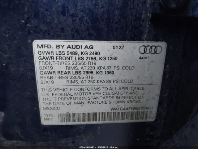 2022 AUDI Q5 WA1GAAFY5N2057461 Photo 8