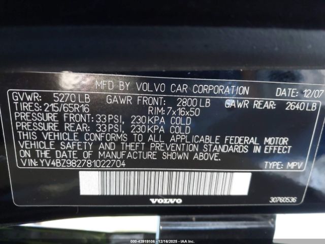 2008 VOLVO XC70 YV4BZ982781022704 Photo 8