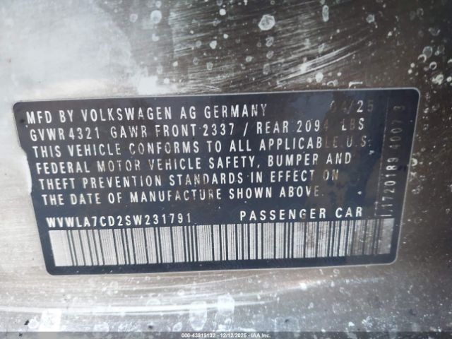 2025 VOLKSWAGEN GOLF GTI WVWLA7CD2SW231791 Photo 8