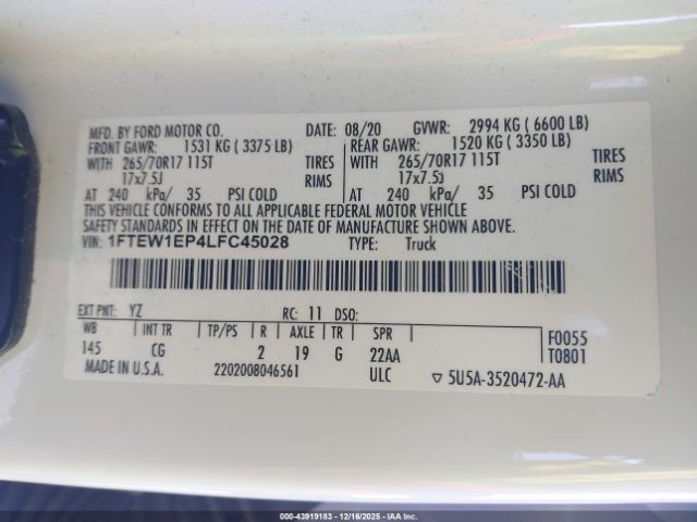 2020 FORD F-150 1FTEW1EP4LFC45028 Photo 8