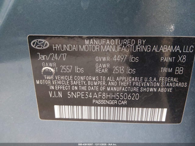 5NPE34AF8HH550620 Hyundai Sonata Sport