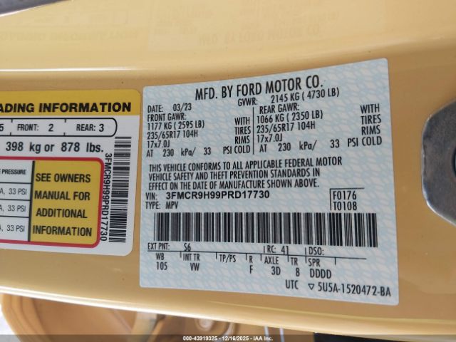 2023 FORD BRONCO SPORT 3FMCR9H99PRD17730 Photo 8