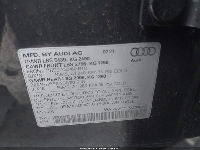 2021 AUDI Q5 WA1AAAFY2M2060841 Photo 8