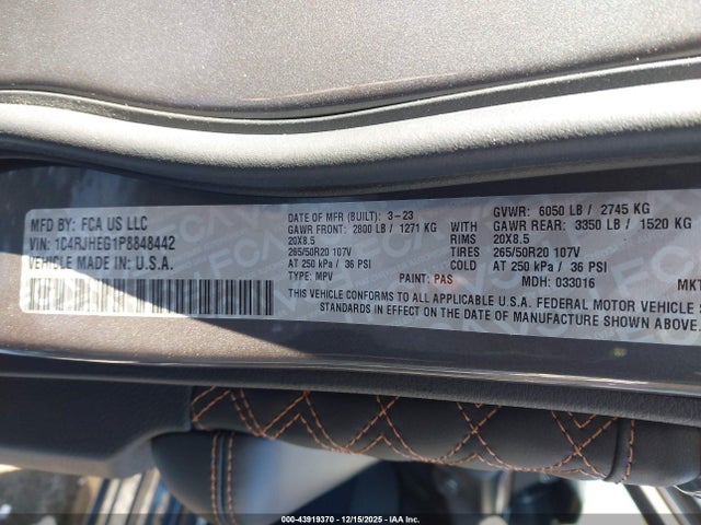 2023 Jeep Grand Cherokee Summit 4x4 მანქანა იყიდება აუქციონზე, vin: 1C4RJHEG1P8848442, აუქციონის ნომერი: 43919370