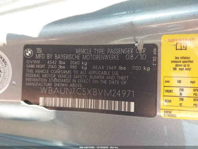 2011 BMW 135I WBAUN7C5XBVM24971 Photo 8