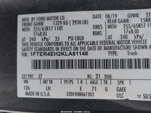 2019 FORD RANGER 1FTER4EH2KLA81148 Photo 8