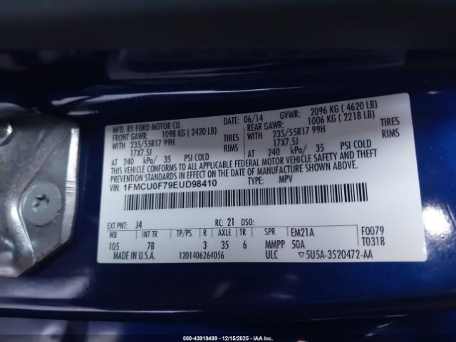 2014 FORD ESCAPE 1FMCU0F79EUD98410 Photo 8