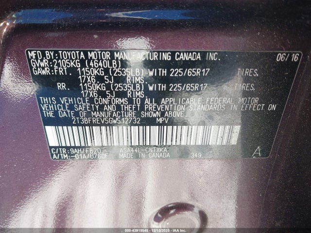 Toyota RAV4 LE 2016 2T3BFREV5GW512732 Image 9