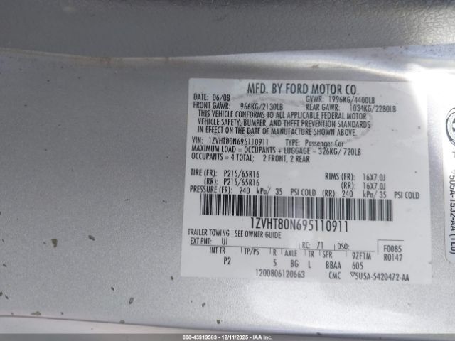 2009 FORD MUSTANG 1ZVHT80N695110911 Photo 8