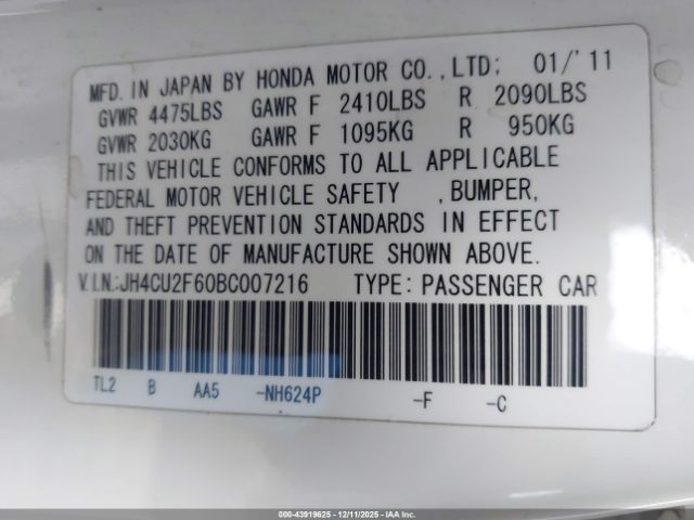 2011 ACURA TSX JH4CU2F60BC007216 Photo 8