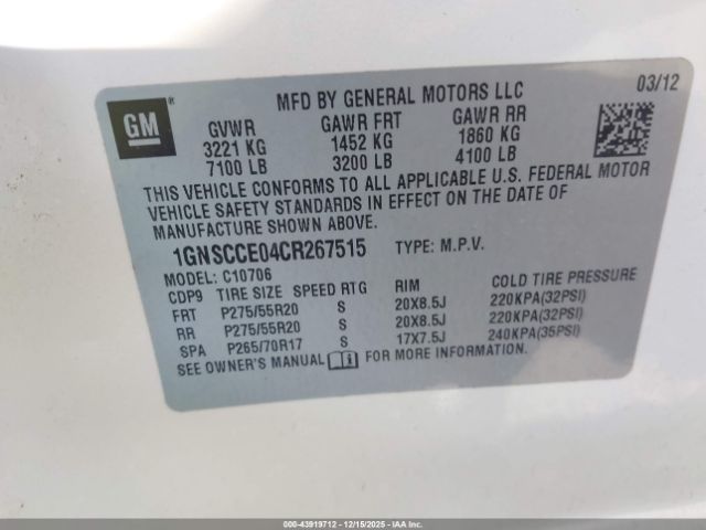 2012 CHEVROLET TAHOE 1GNSCCE04CR267515 Photo 8