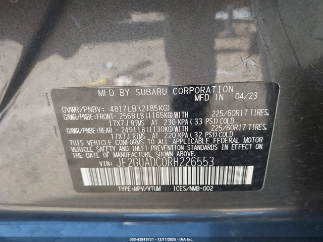 JF2GUADC0RH226553 Subaru Crosstrek