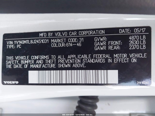 2018 VOLVO S60 YV140MTL8J2451031 Photo 8