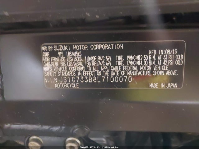 Suzuki Dl650 A/x 2020 JS1C733B8L7100070 Image 10