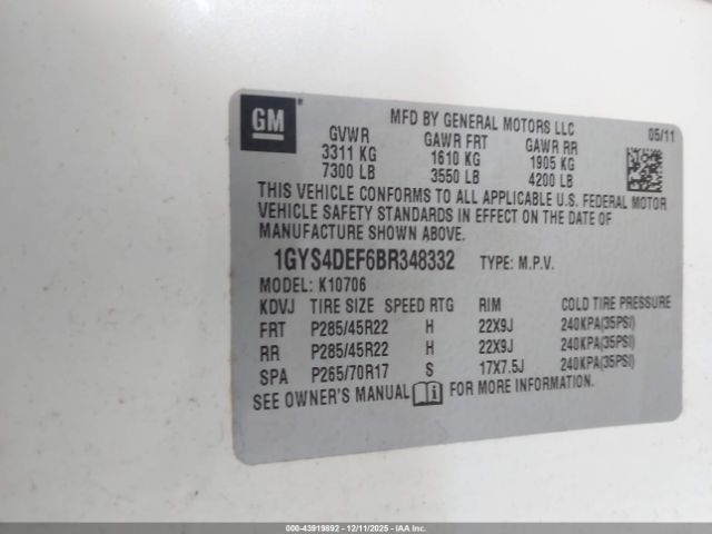 2011 CADILLAC ESCALADE 1GYS4DEF6BR348332 Photo 8