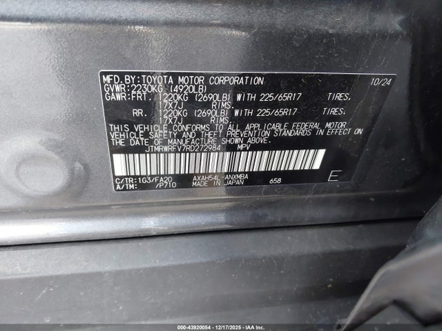 JTMRWRFV7RD272984 Toyota Rav4 Hybrid Xle