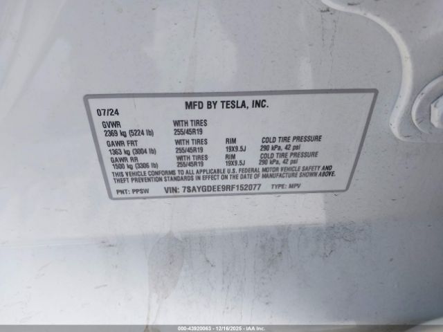 2024 TESLA MODEL Y 7SAYGDEE9RF152077 Photo 8