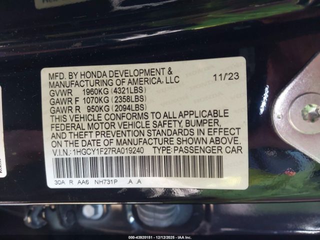 2024 HONDA ACCORD 1HGCY1F27RA019240 Photo 8