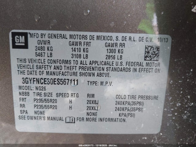 2014 CADILLAC SRX 3GYFNCE30ES567111 Photo 8