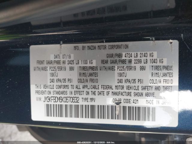 2019 MAZDA CX-5 JM3KFBDM6K0670632 Photo 8