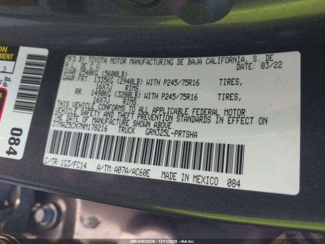 2022 TOYOTA TACOMA 3TMAZ5CN7NM178216 Photo 8