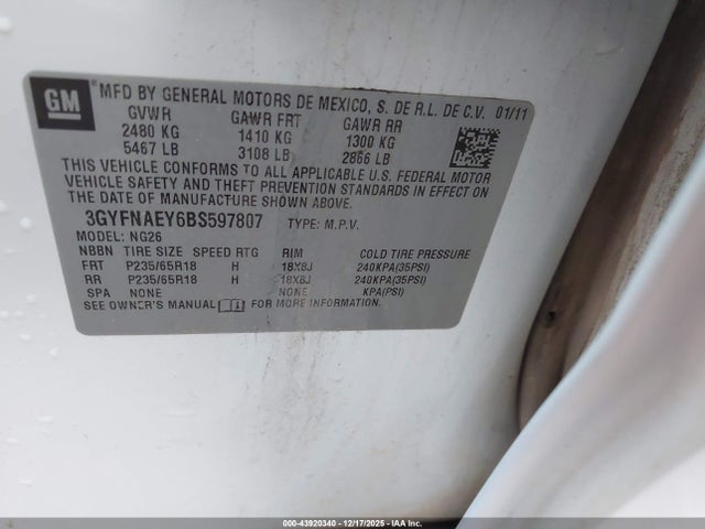 2011 CADILLAC SRX 3GYFNAEY6BS597807 Photo 8