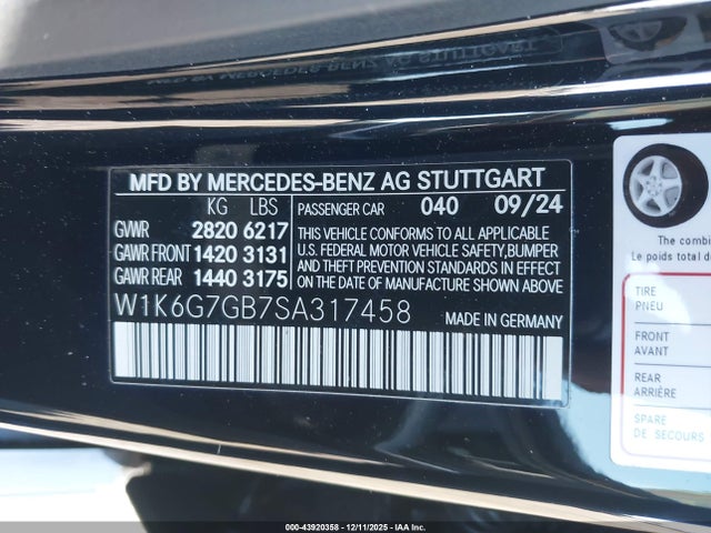 W1K6G7GB7SA317458 Mercedes-Benz S 580 4matic