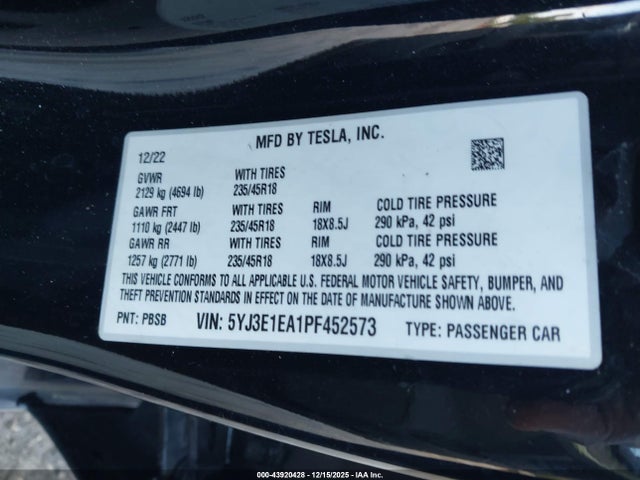 2023 TESLA MODEL 3 5YJ3E1EA1PF452573 Photo 8