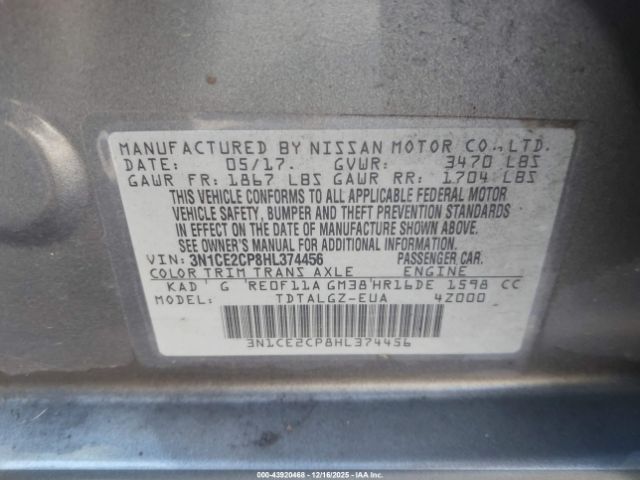 2017 NISSAN VERSA NOTE 3N1CE2CP8HL374456 Photo 8