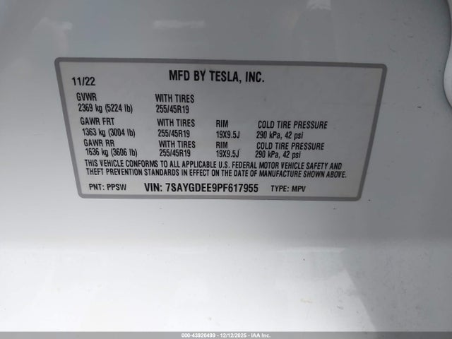 2023 TESLA MODEL Y 7SAYGDEE9PF617955 Photo 8