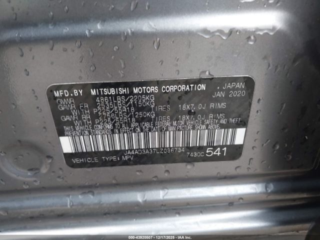 2020 MITSUBISHI OUTLANDER JA4AD3A37LZ036734 Photo 8