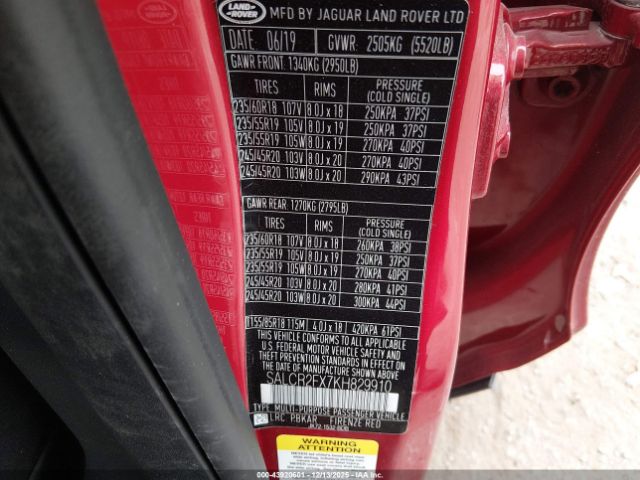 2019 LAND ROVER DISCOVERY SPORT SALCR2FX7KH829910 Photo 8