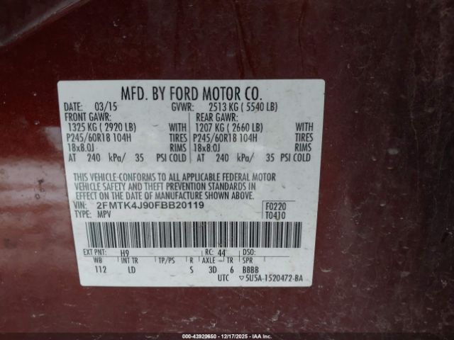 2015 FORD EDGE 2FMTK4J90FBB20119 Photo 8