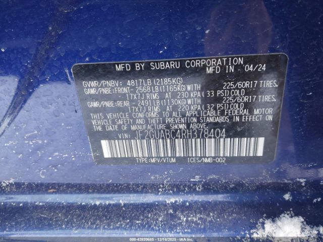 2024 SUBARU CROSSTREK JF2GUABC4RH378404 Photo 8