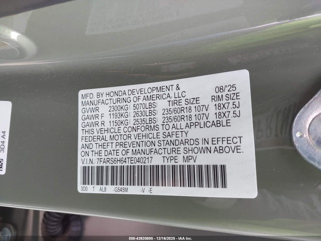 2026 HONDA CR-V HYBRID 7FARS6H64TE040217 Photo 8