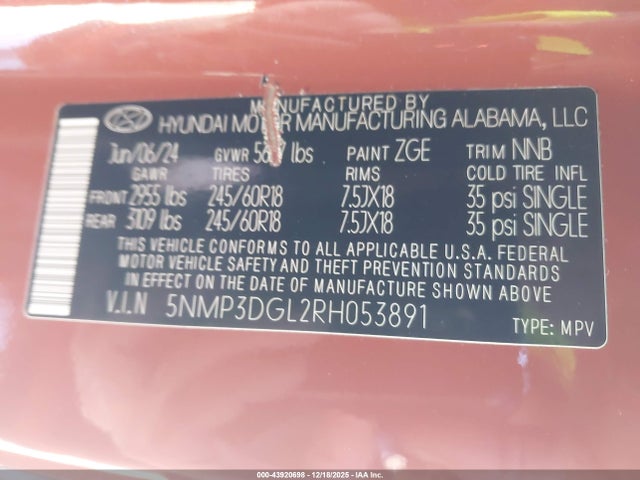 Hyundai Santa Fe Xrt 2024 5NMP3DGL2RH053891 Image 9